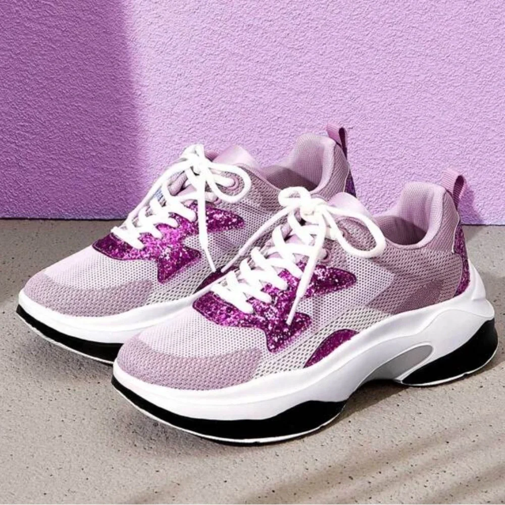 Purple Chunky Platform Sneakers BTS Army Glitter 8